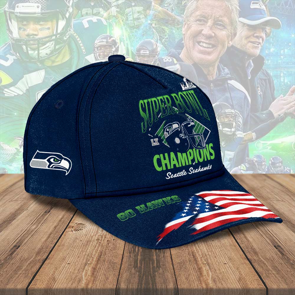 Seattle Seahawks 2025 Super Bowl LX Champions Classic Cap – HOATT16234