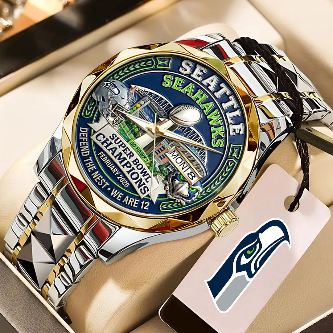 Seattle Seahawks Super Bowl LX Champions Alloy Luxury Quartz Watch – MAITM14791