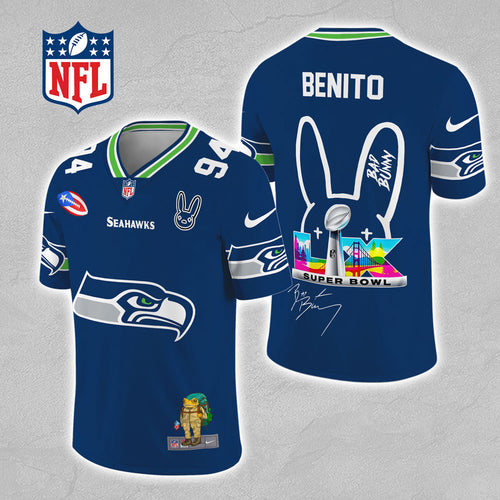 Seattle Seahawks x Bad Bunny 3D Football Jersey – MAITM13327