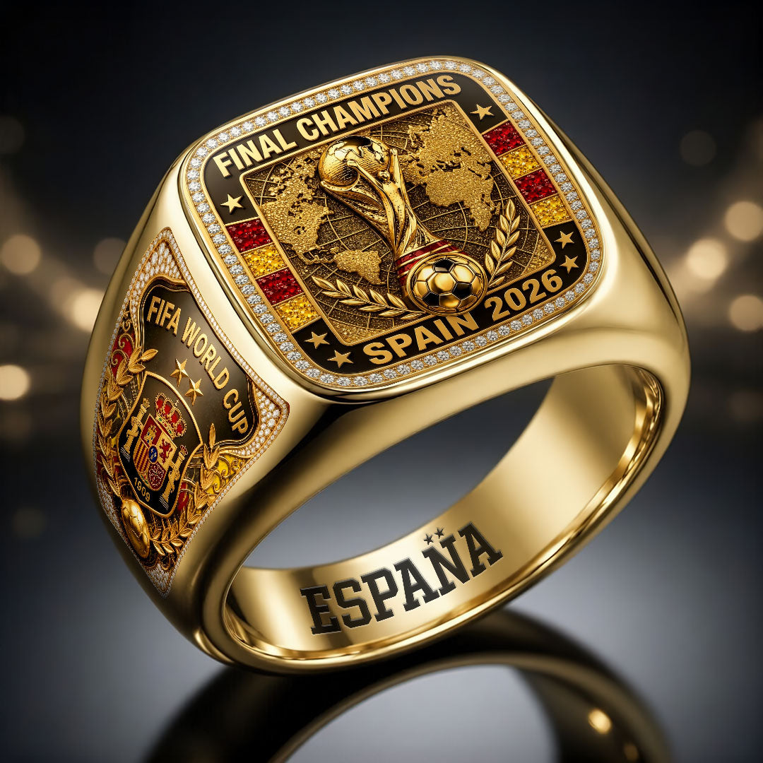 Spain National Team 2026 FIFA World Cup Champions 3D Engraved Ring – HOATT19772