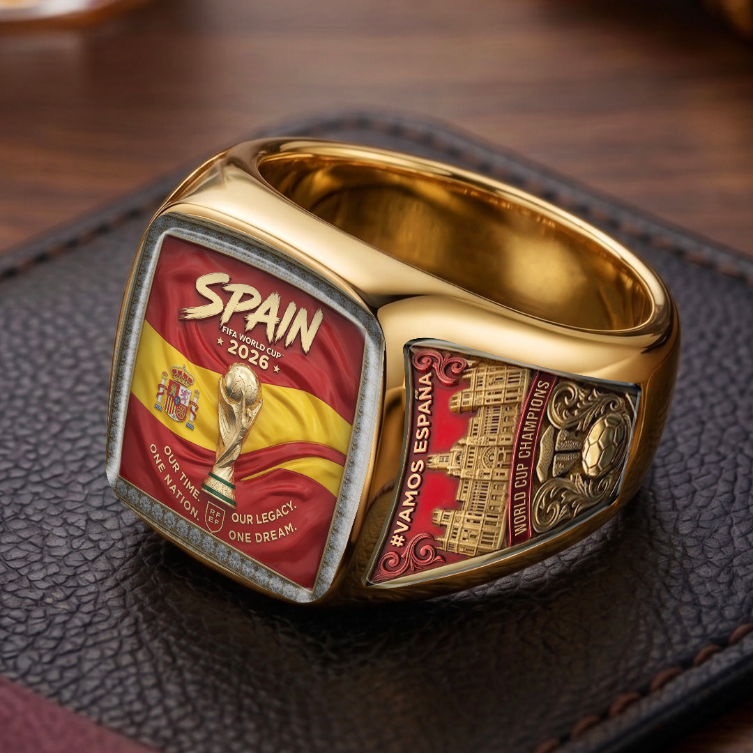 Spain National Team 2026 FIFA World Cup Champions 3D Engraved Ring – TMTHU7715