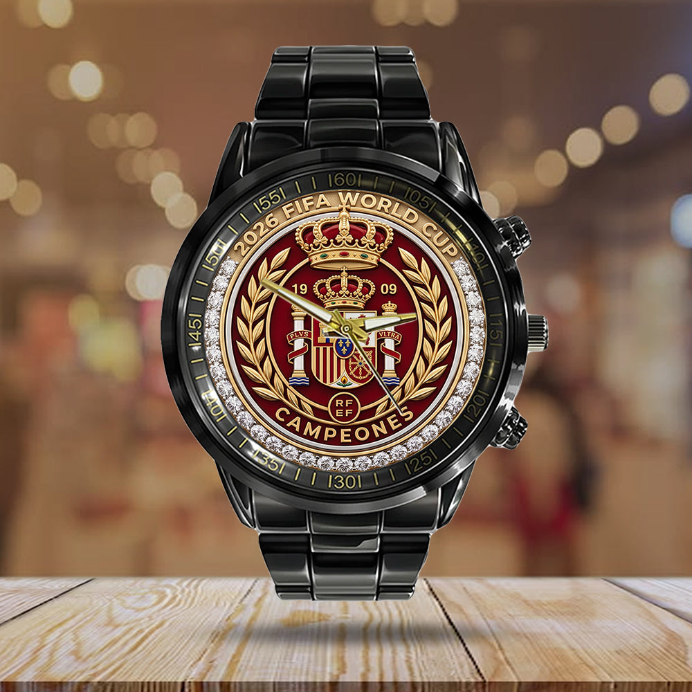Spain National Team 2026 FIFA World Cup Champions Black Stainless Steel Watch – TMTHU7886