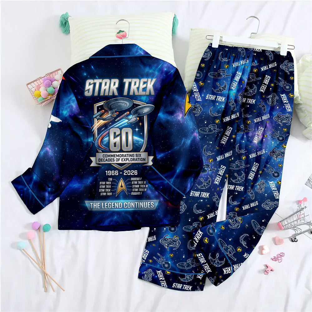 Star Trek 60th Anniversary Satin Pajama Set with Piping – TMTHU7800