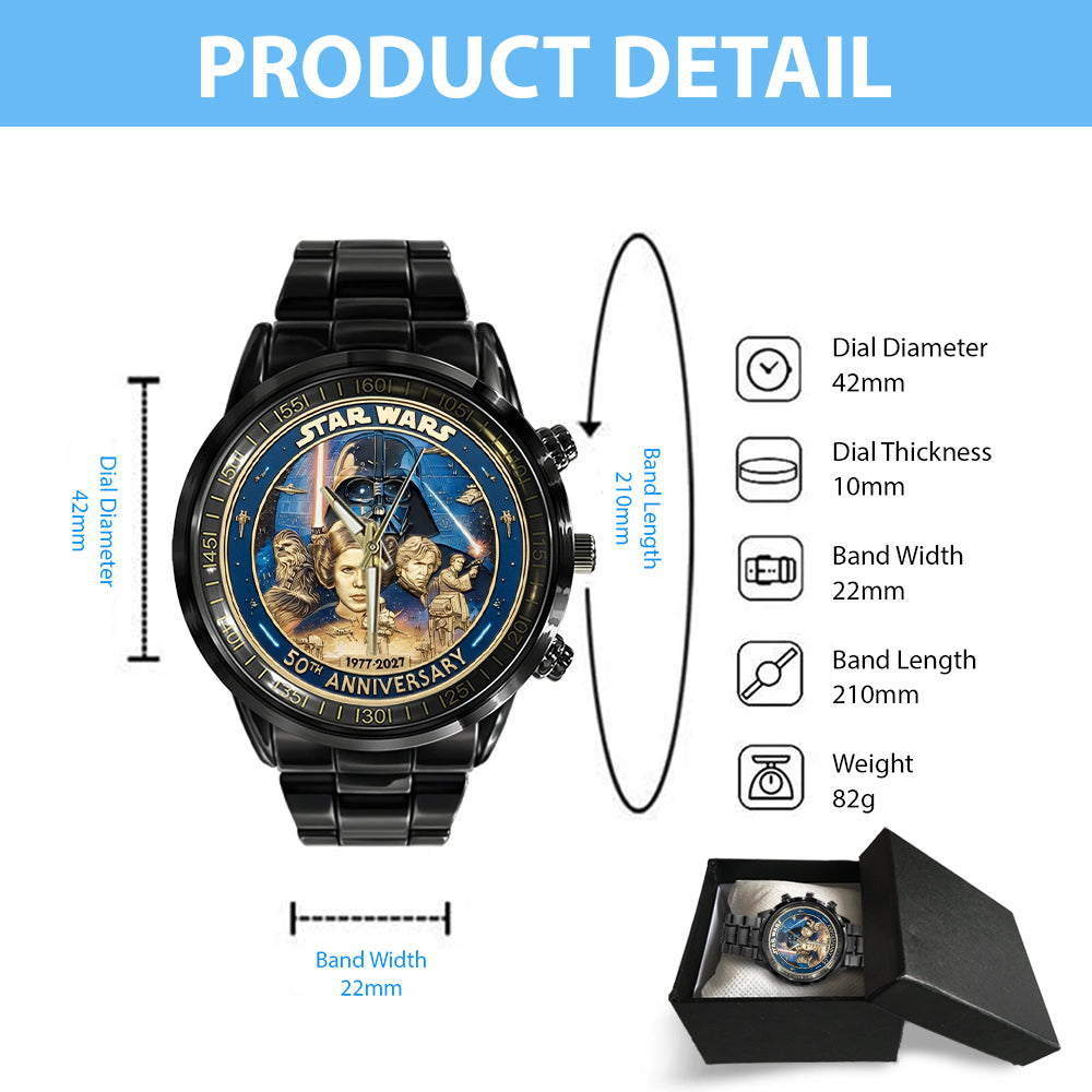 Star Wars 50th Anniversary 2027 Black Stainless Steel Watch – TMTHU5394