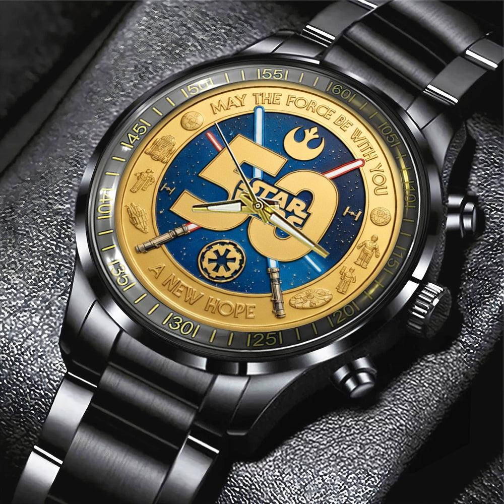 Star Wars 50th Anniversary 2027 Black Stainless Steel Watch – TMTHU5395