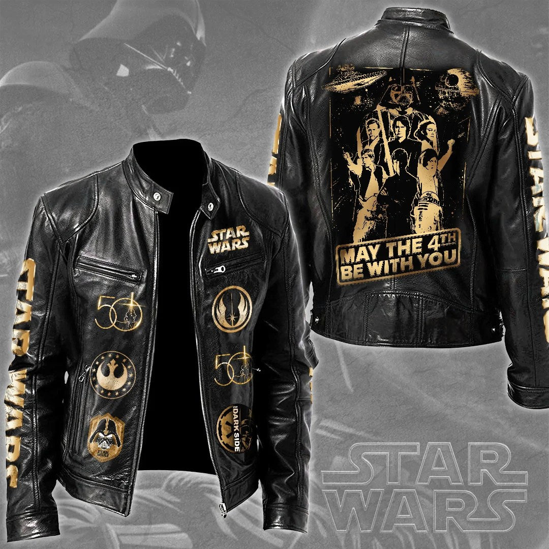 Star Wars 50th Anniversary 2027 Motorcycle Leather Jacket – TMTHU9056
