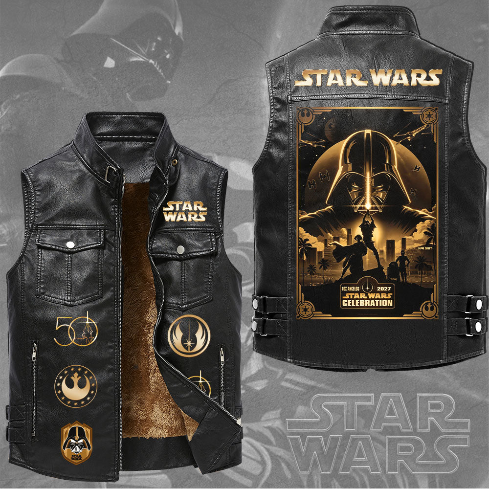 Star Wars 50th Anniversary 2027 Premium 2D Sleeveless Leather Vest – TMTHU6557