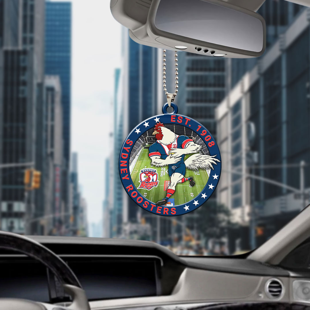 Sydney Roosters Custom Shape 2-sided Acrylic Car Ornament – HOATT13381