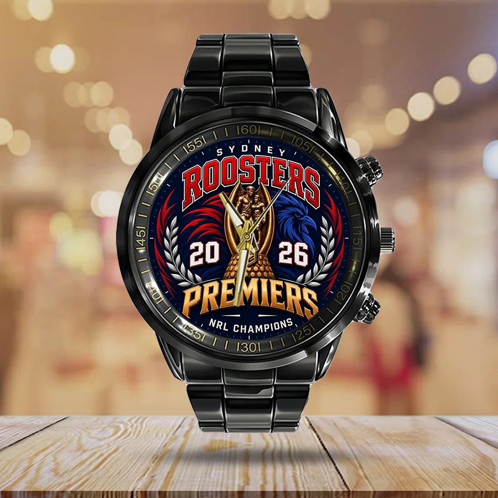 Sydney Roosters 2026 Premiers Black Stainless Steel Watch – TMTHU10178