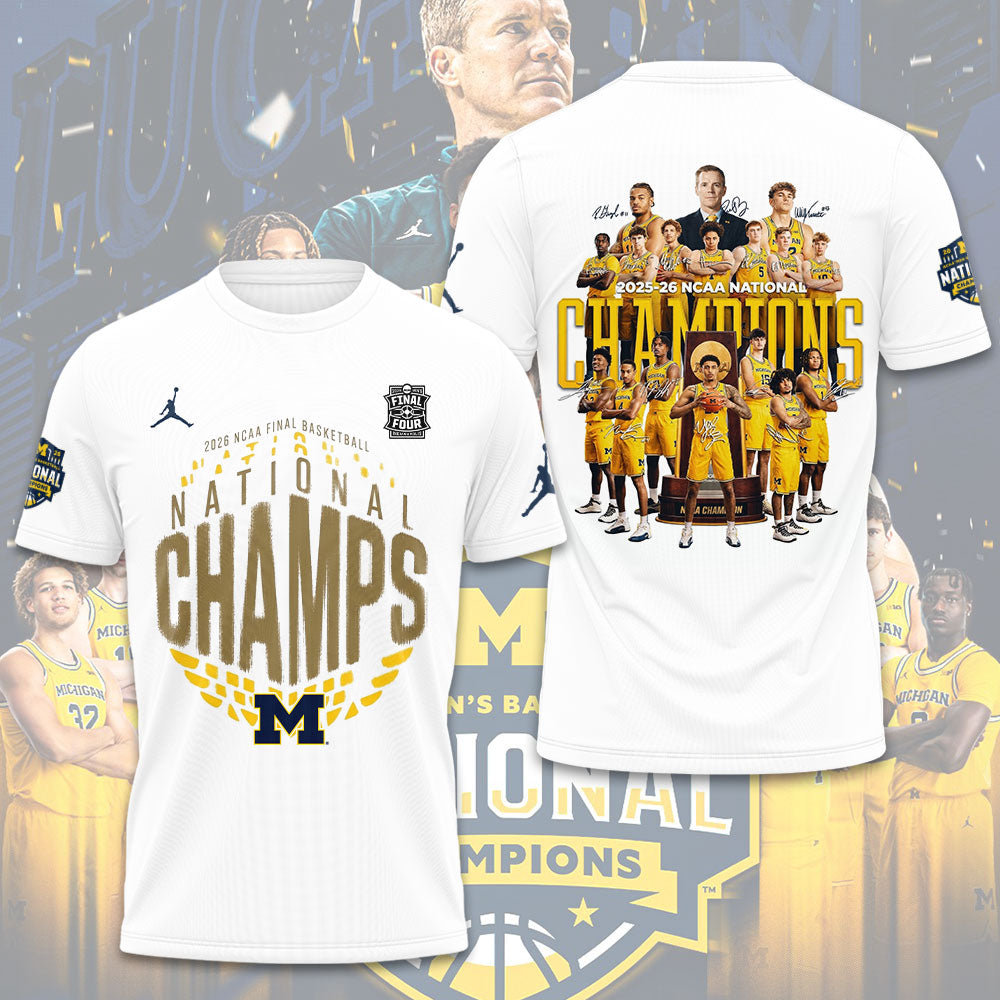 Michigan Wolverines 2026 NCAA Men's Basketball National Champs 3D Apparel – TMTHU4960
