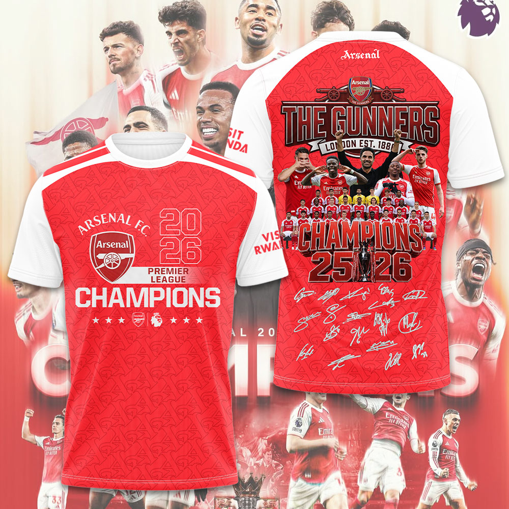 Arsenal FC Premier League Champions 25/26 3D Apparel – TMTHU6413
