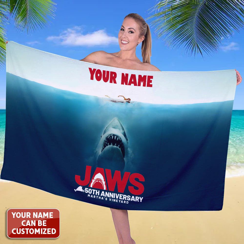Personalized Jaws Rectangle Beach Towel – TANTN 12357