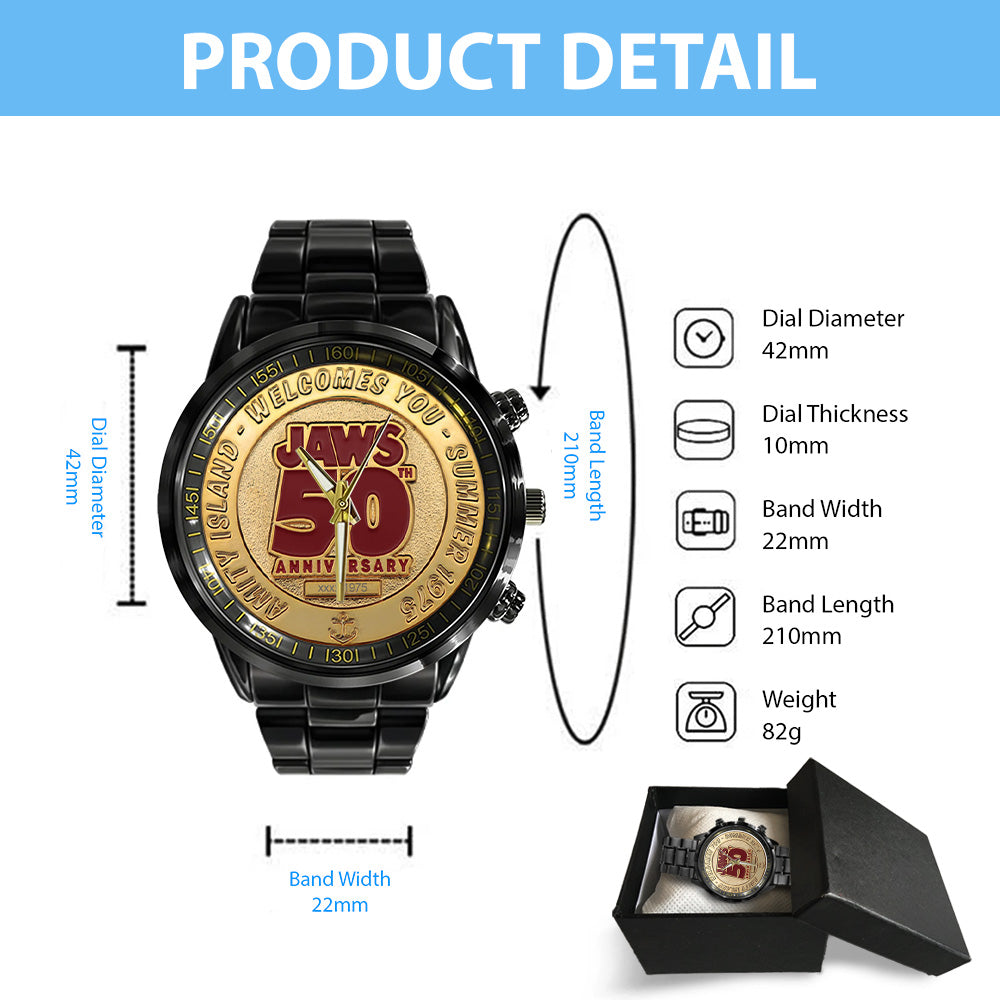 Jaws Black Stainless Steel Watch – TANTN 13289