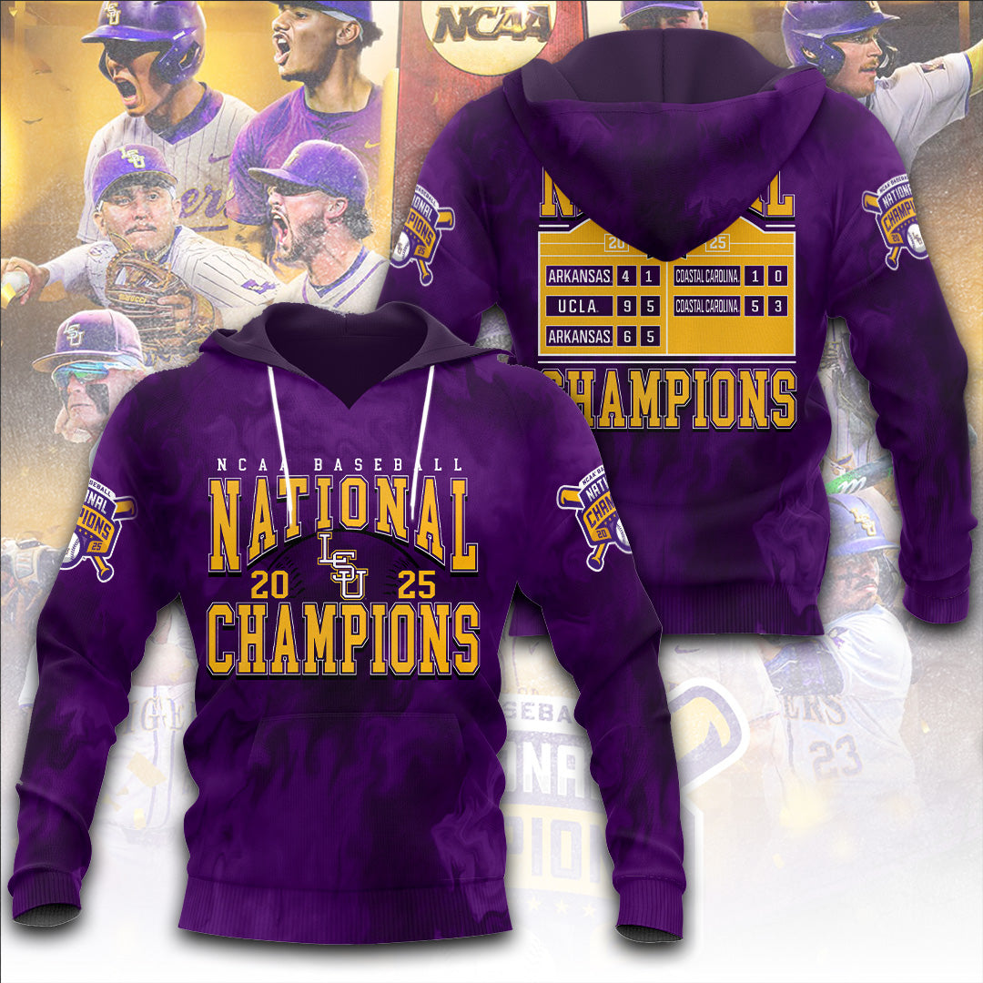 LSU Tigers Baseball 2025 National Champions 3D Apparel – TANTN 13843