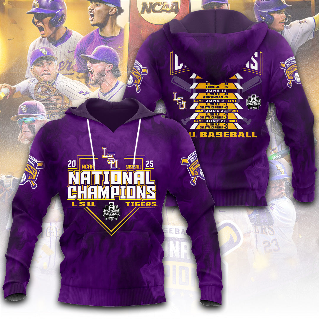 LSU Tigers Baseball 2025 National Champions 3D Apparel – TANTN 13851