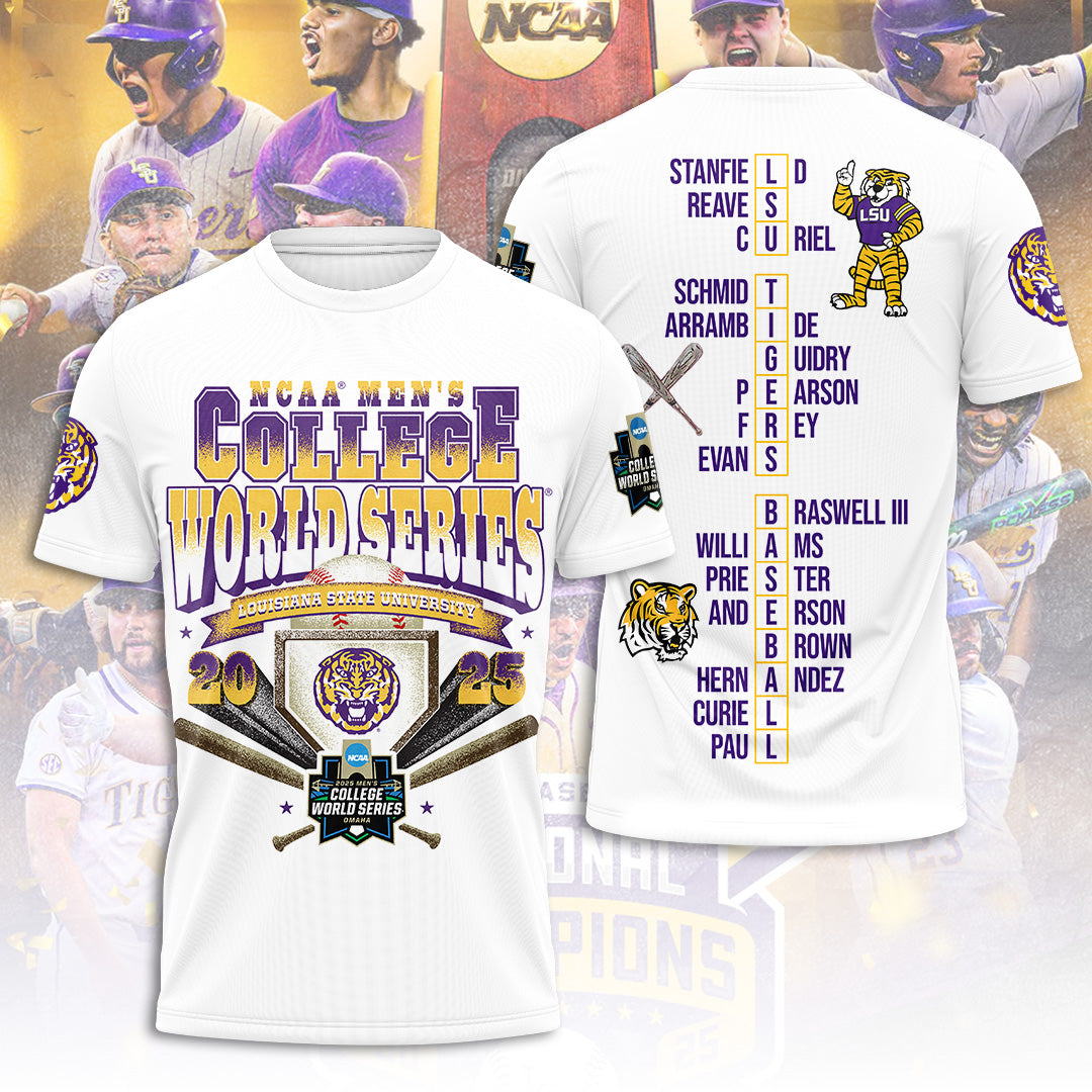 LSU Tigers Baseball 2025 National Champions 3D Apparel – TANTN 13865