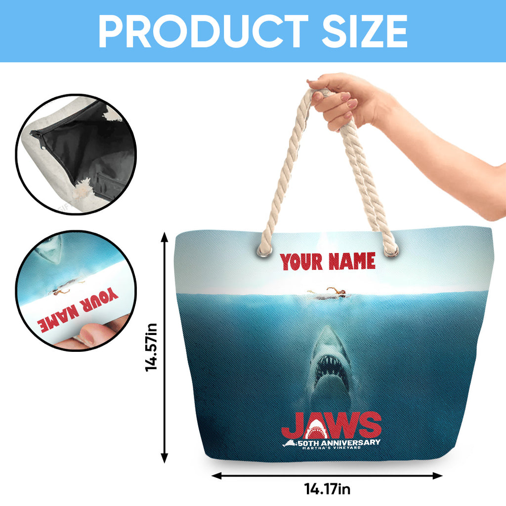 Personalized Jaws Hemp Rope Tote Bag – TANTN 14197