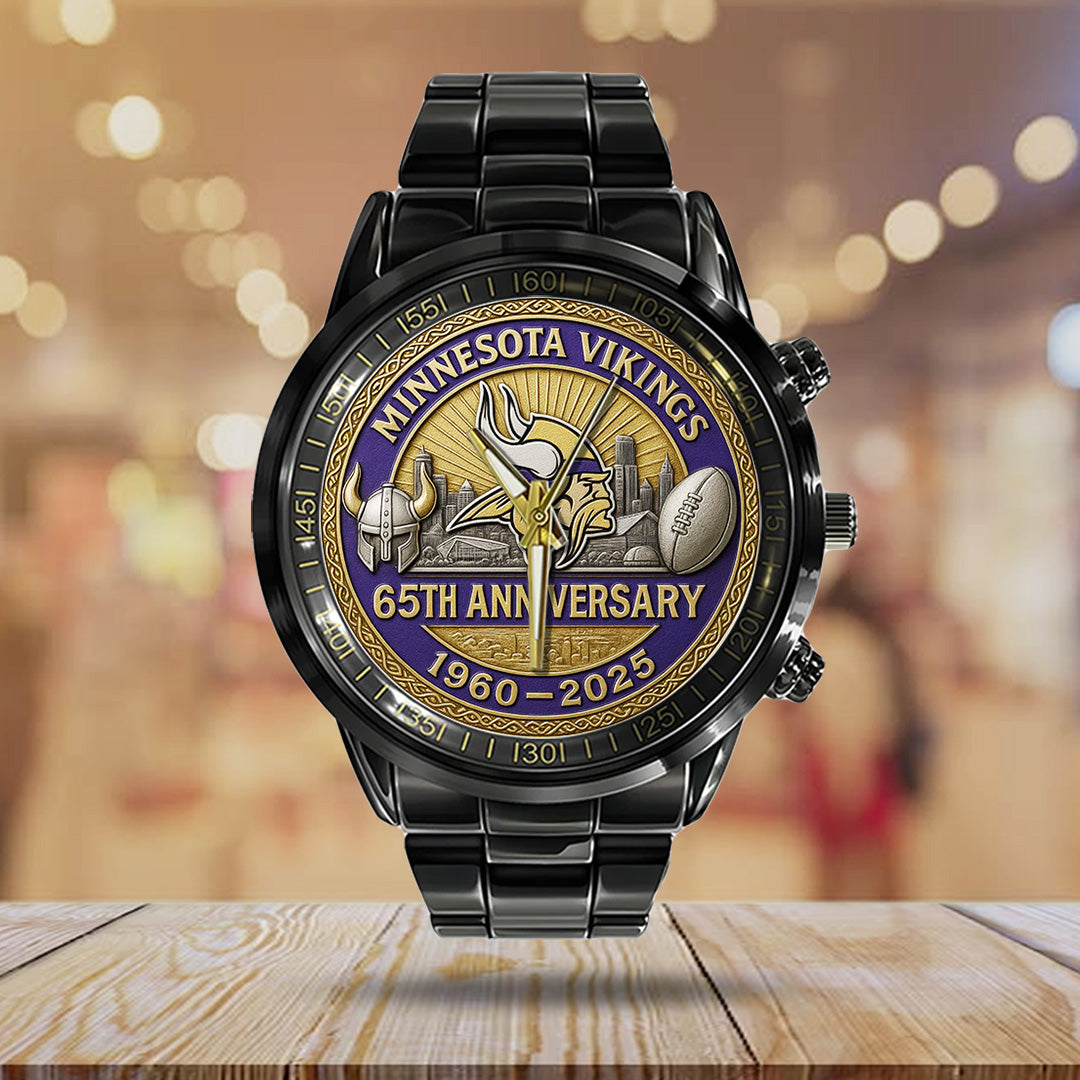 Minnesota Vikings Black Stainless Steel Watch – TANTN15903