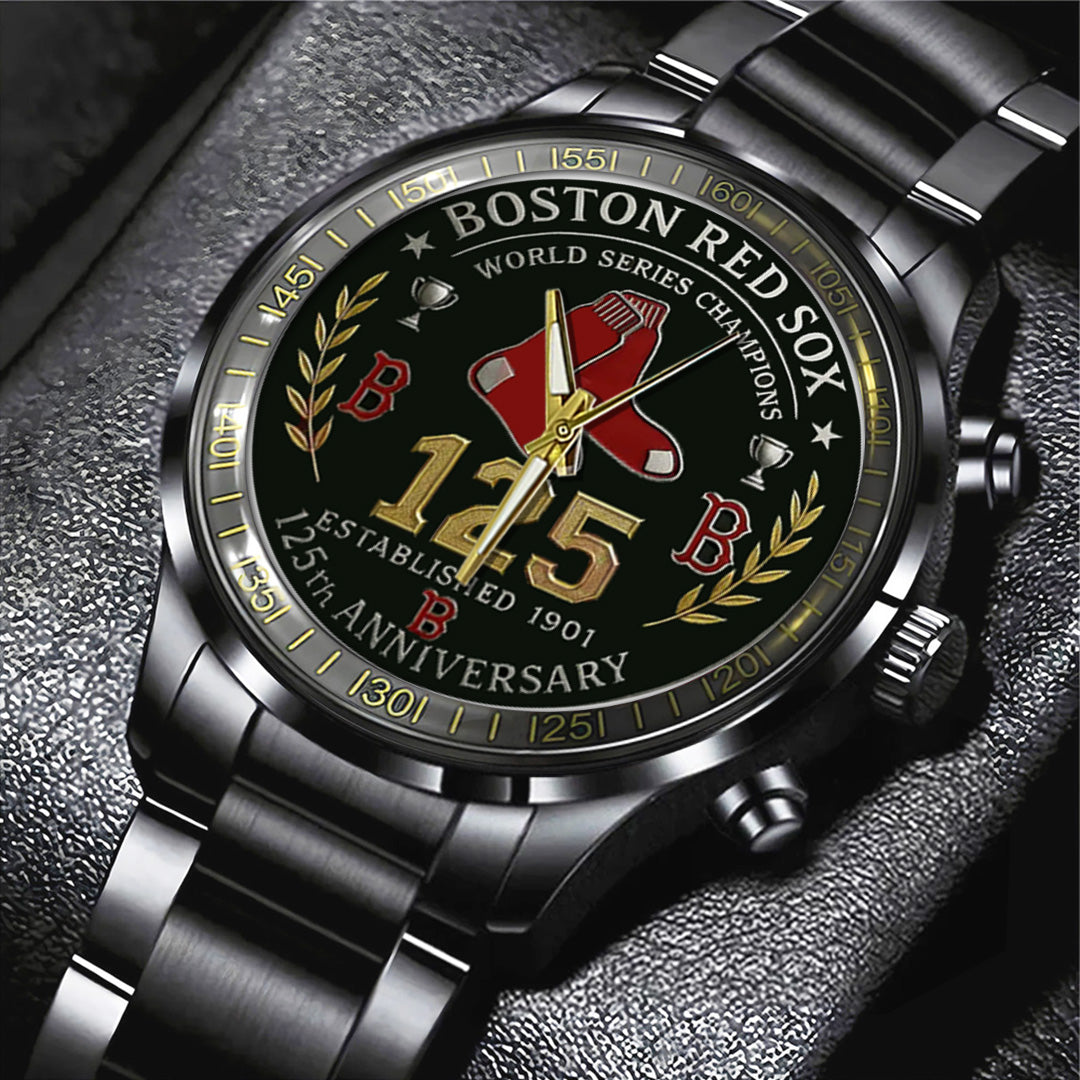 Boston Red Sox 125th Anniversary 2026 Black Stainless Steel Watch – TANTN16070