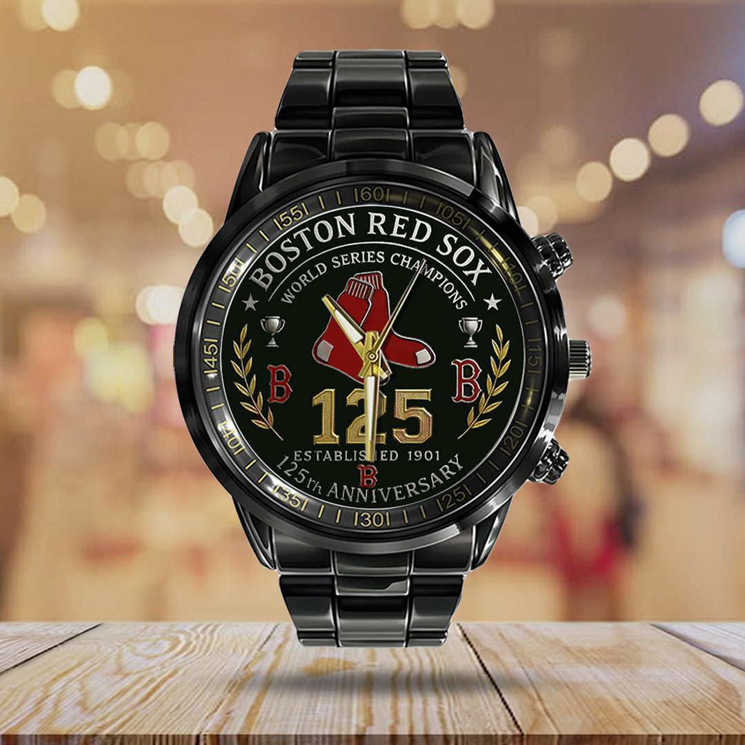 Boston Red Sox 125th Anniversary 2026 Black Stainless Steel Watch – TANTN16070