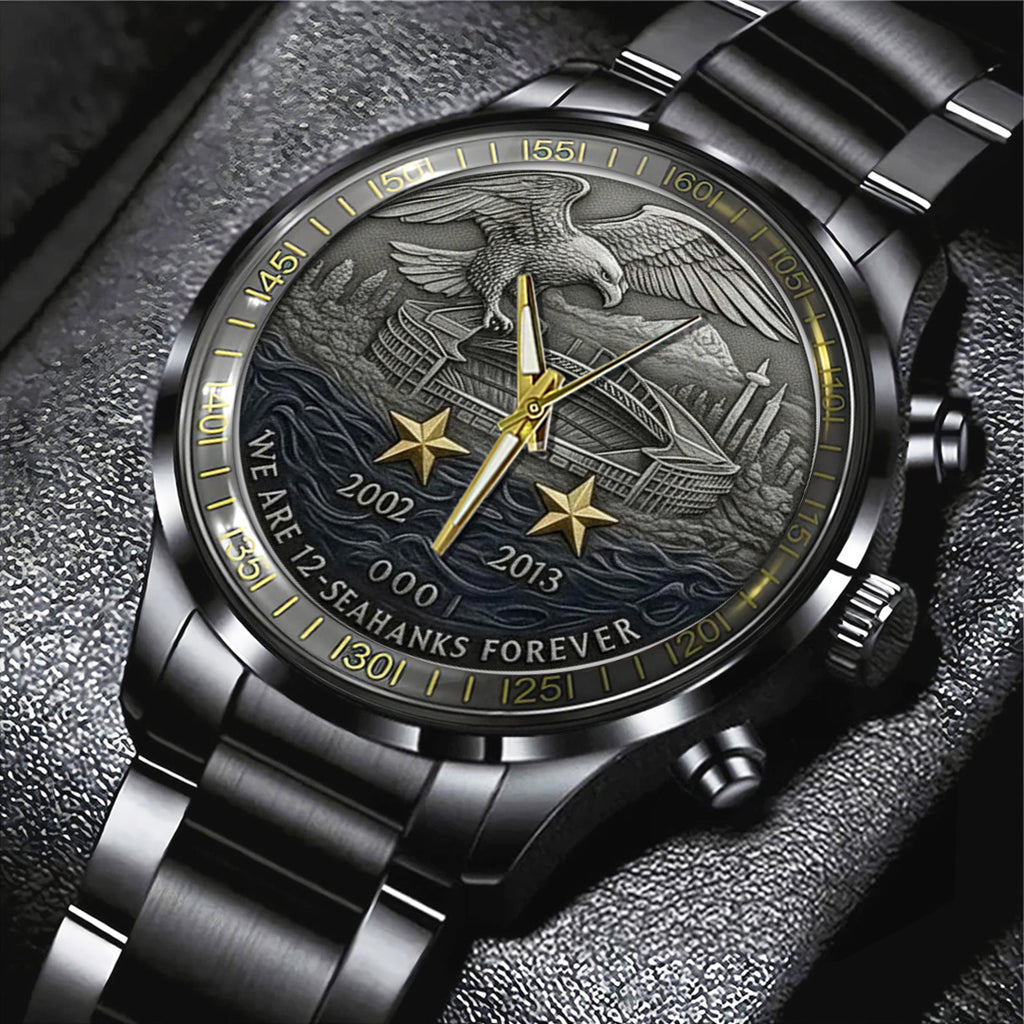 Seattle Seahawks 50th Anniversary 2026 Black Stainless Steel Watch – TANTN16083