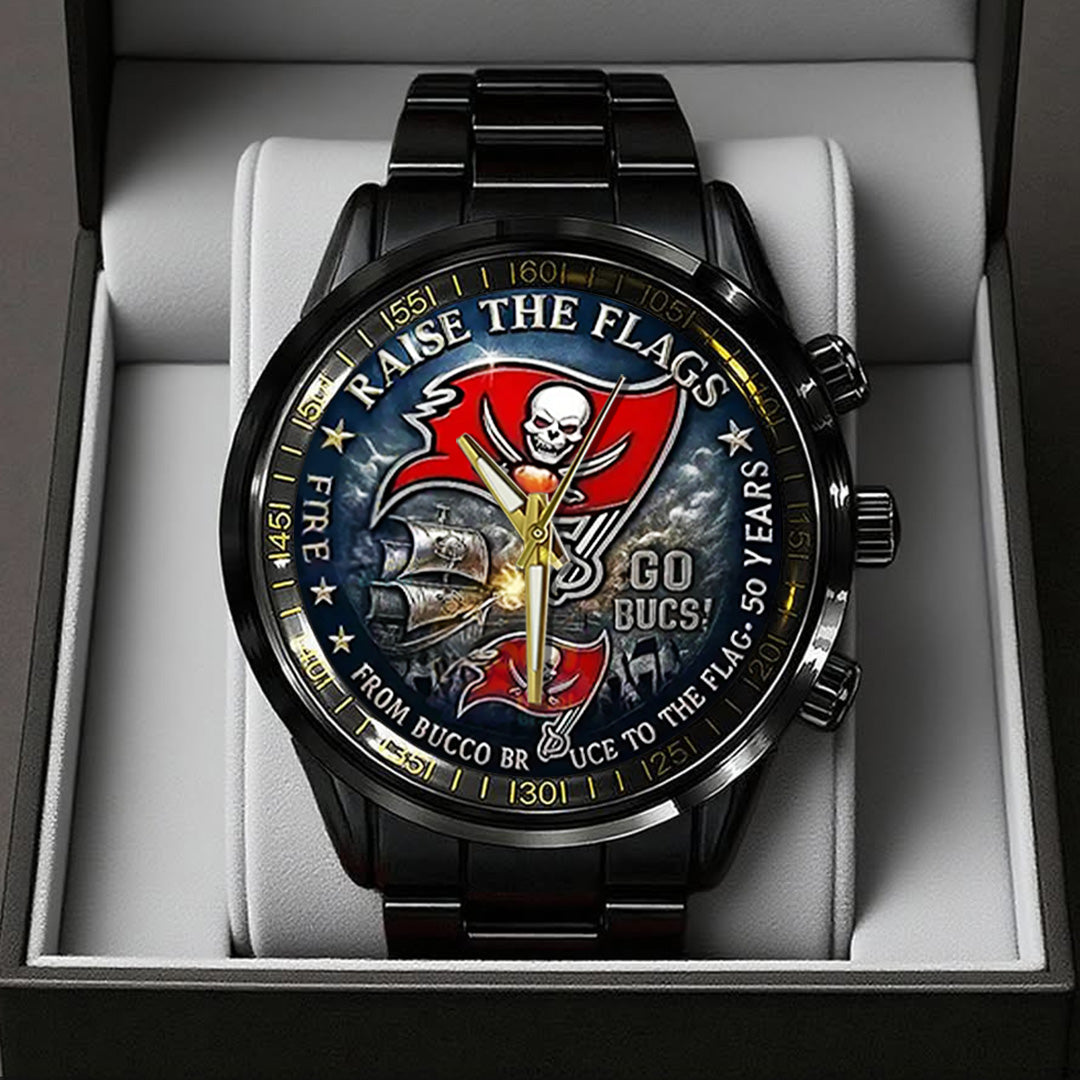 Tampa Bay Buccaneers 50th Anniversary 2025 Black Stainless Steel Watch – TANTN17173