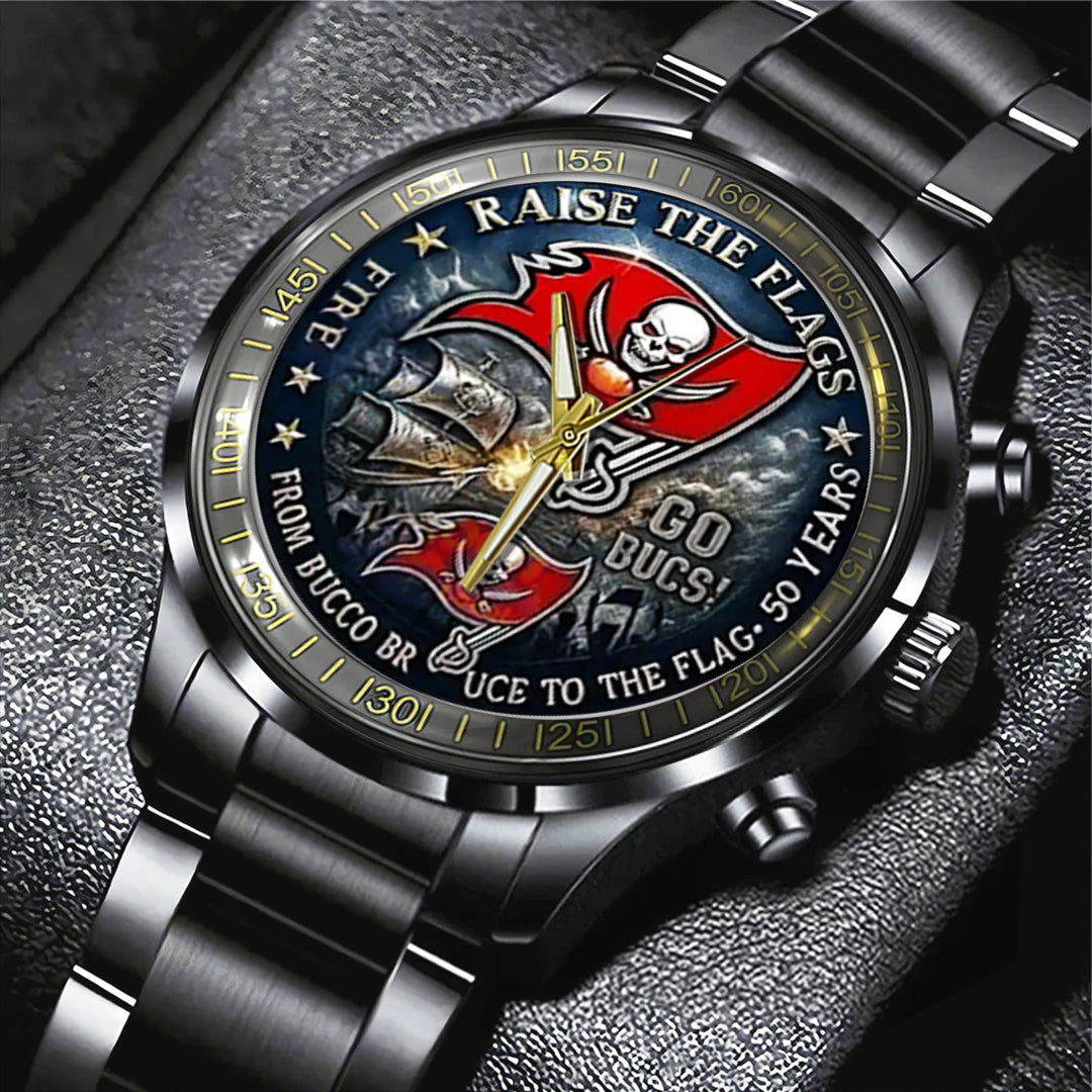 Tampa Bay Buccaneers 50th Anniversary 2025 Black Stainless Steel Watch – TANTN17173