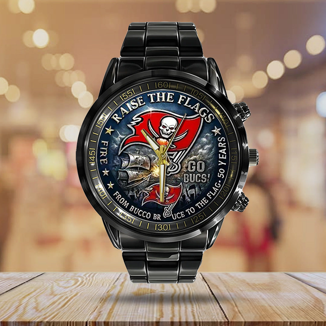 Tampa Bay Buccaneers 50th Anniversary 2025 Black Stainless Steel Watch – TANTN17173