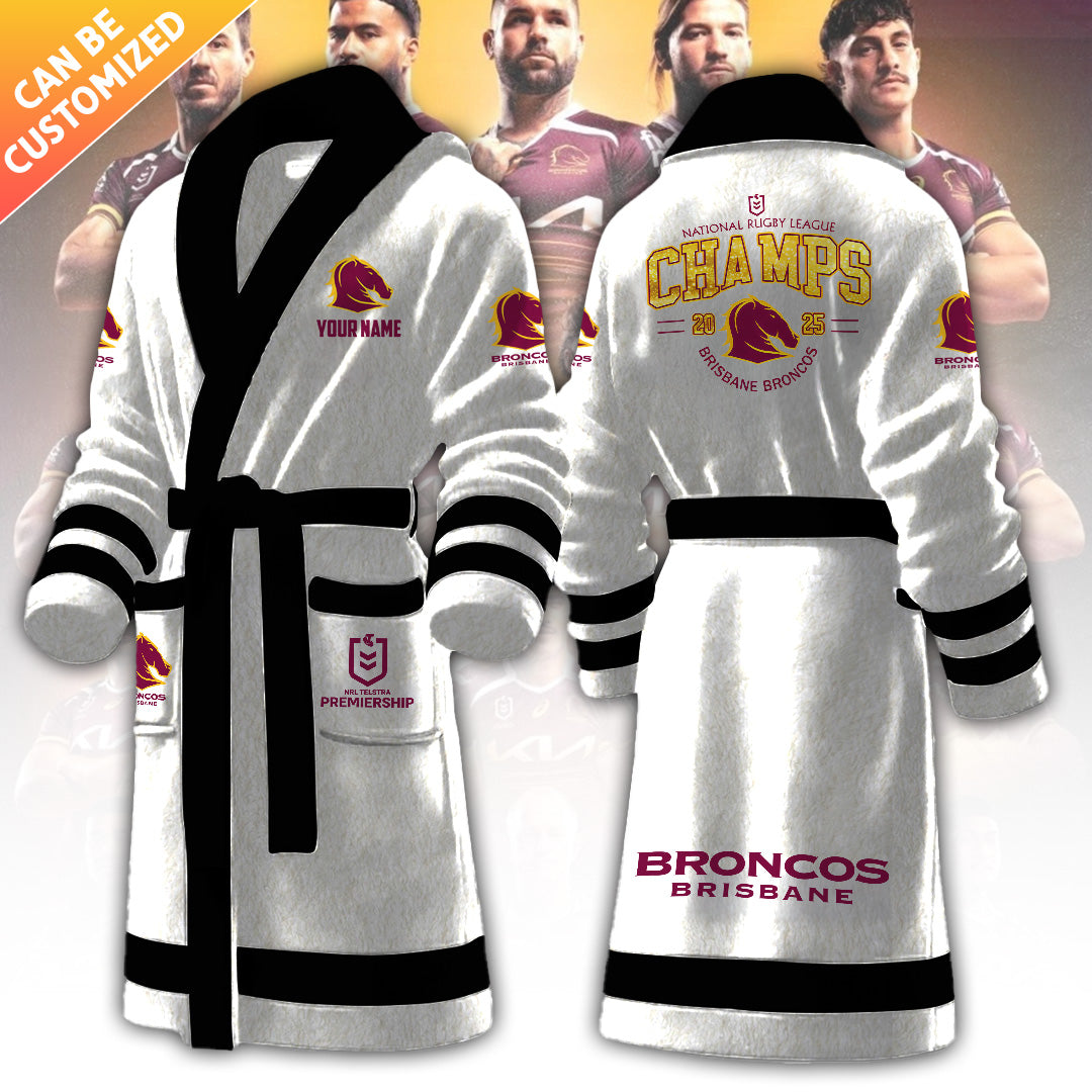 Personalized Brisbane Broncos Premiers 2025 3D Bathrobe – TANTN17259.1