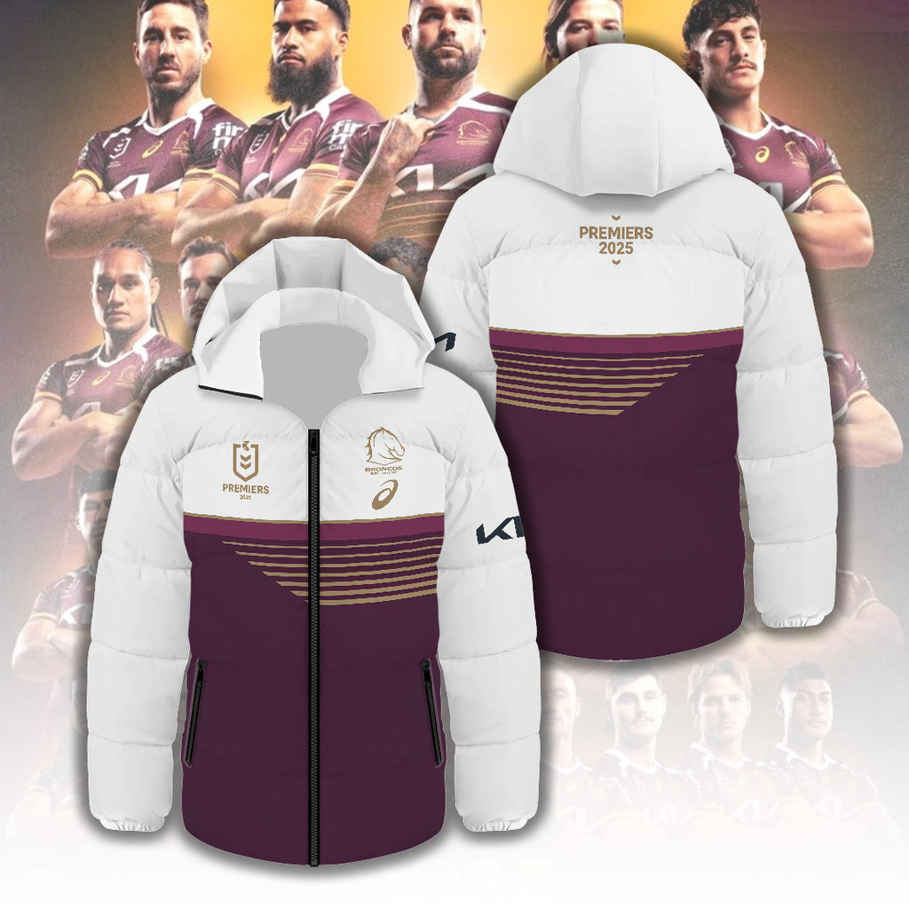 Brisbane Broncos 2025 Premiership Thickened Down Hooded Jacket – TANTN17633