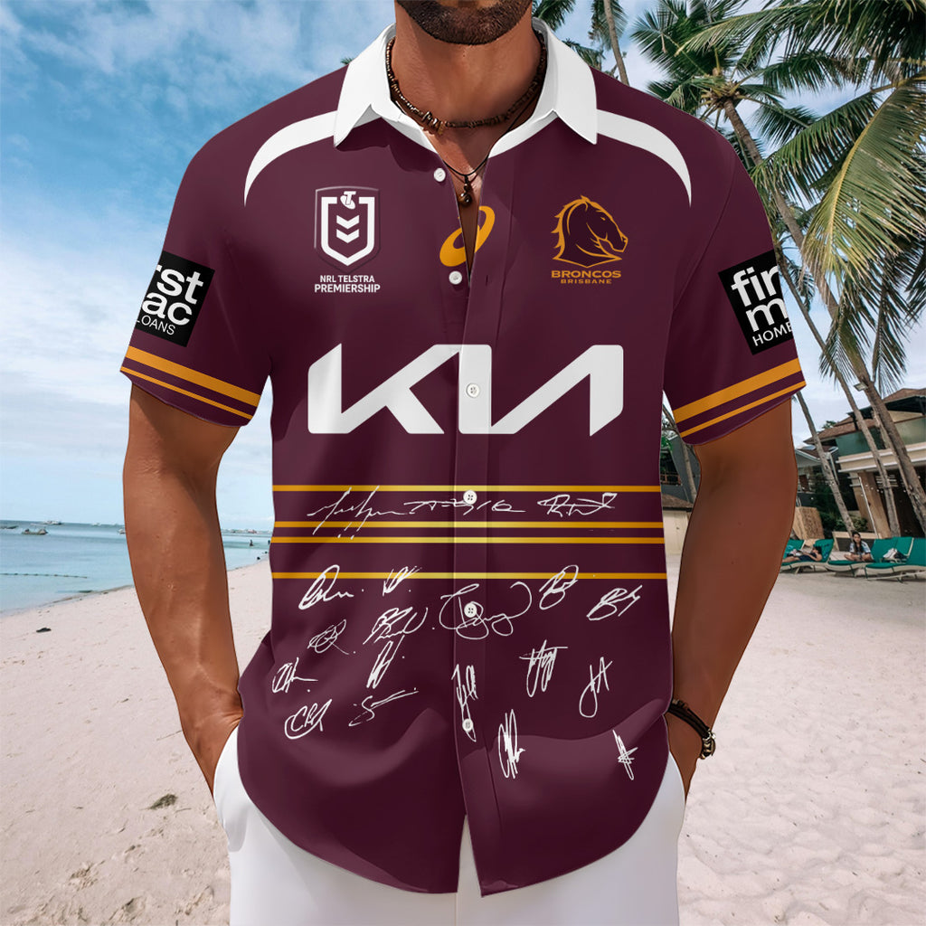 Brisbane Broncos 2025 Premiership Short Sleeve Button-Down Shirt – TANTN17697