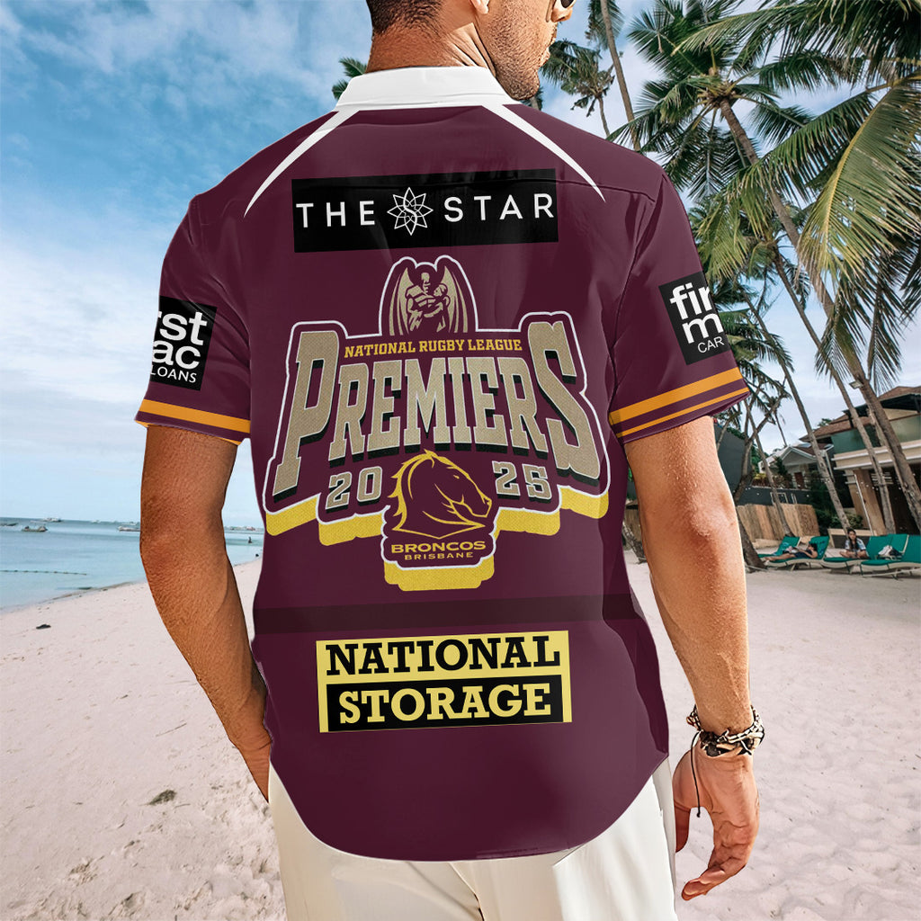 Brisbane Broncos 2025 Premiership Short Sleeve Button-Down Shirt – TANTN17697
