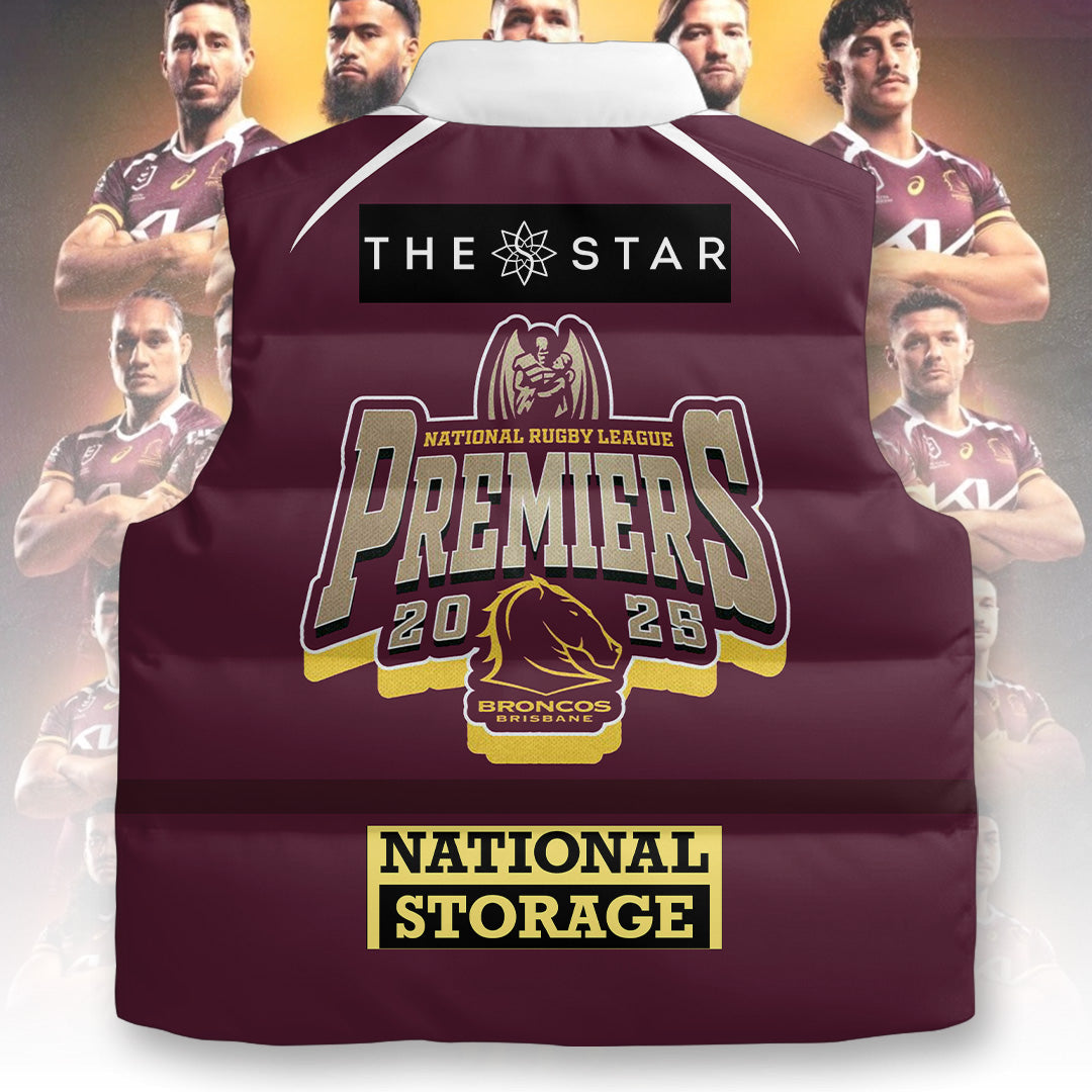 Brisbane Broncos 2025 Premiership 3D Sleeveless Down Jacket – TANTN17698