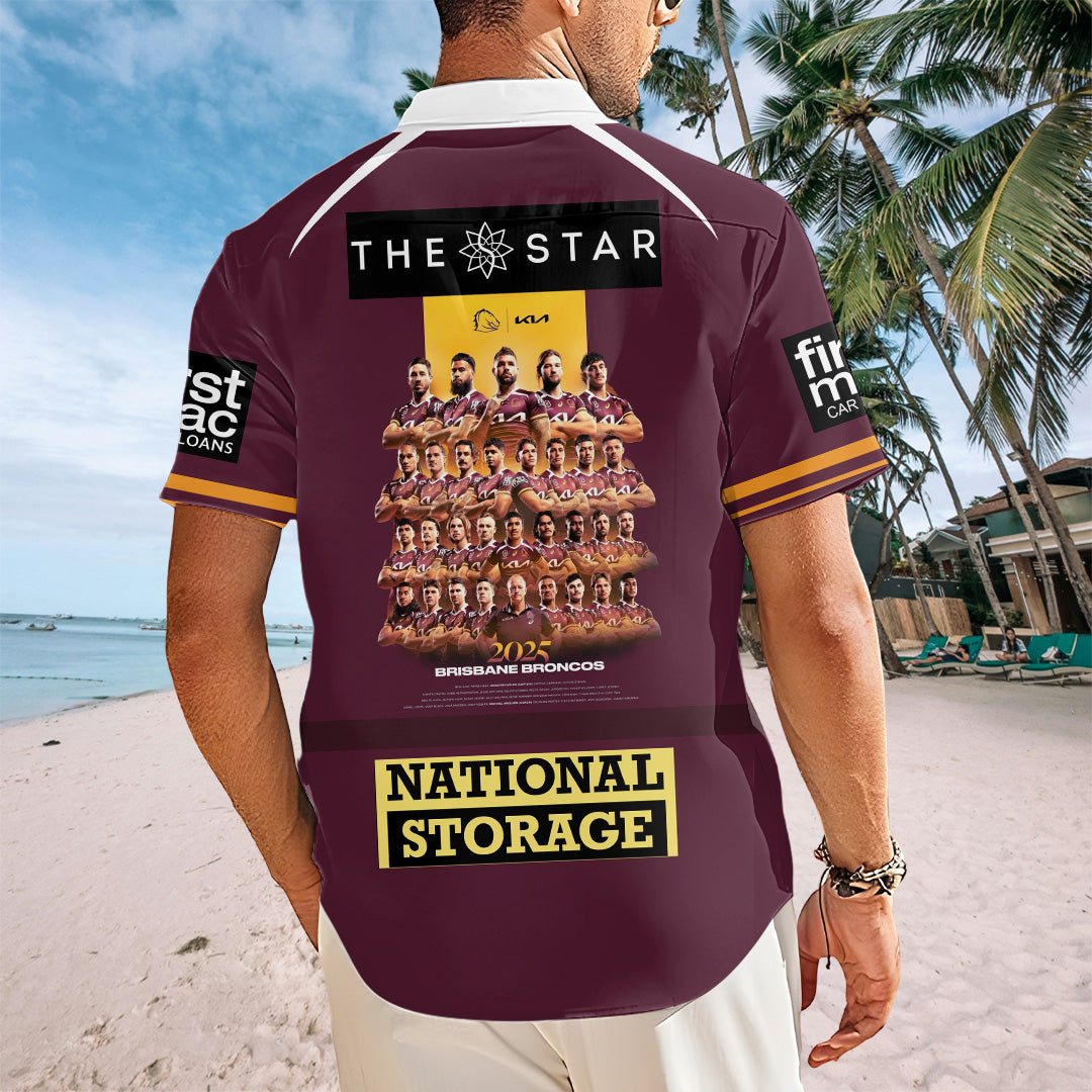 Brisbane Broncos 2025 Premiership Short Sleeve Button-Down Shirt – TANTN17699