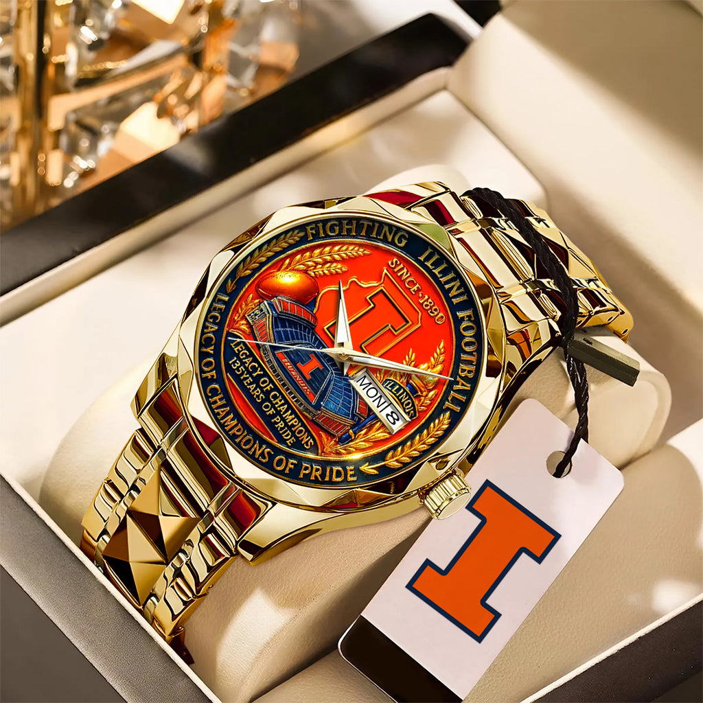 Illinois Fighting Illini Football Alloy Luxury Quartz Watch – TANTN17997