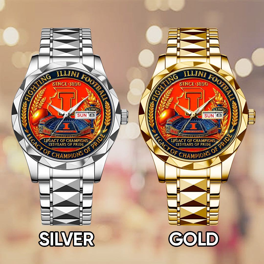 Illinois Fighting Illini Football Alloy Luxury Quartz Watch – TANTN17997