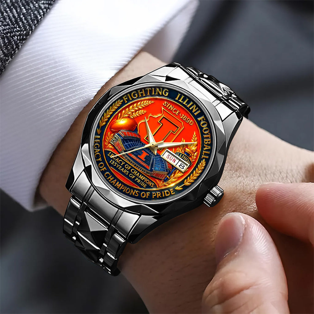 Illinois Fighting Illini Football Alloy Luxury Quartz Watch – TANTN17997