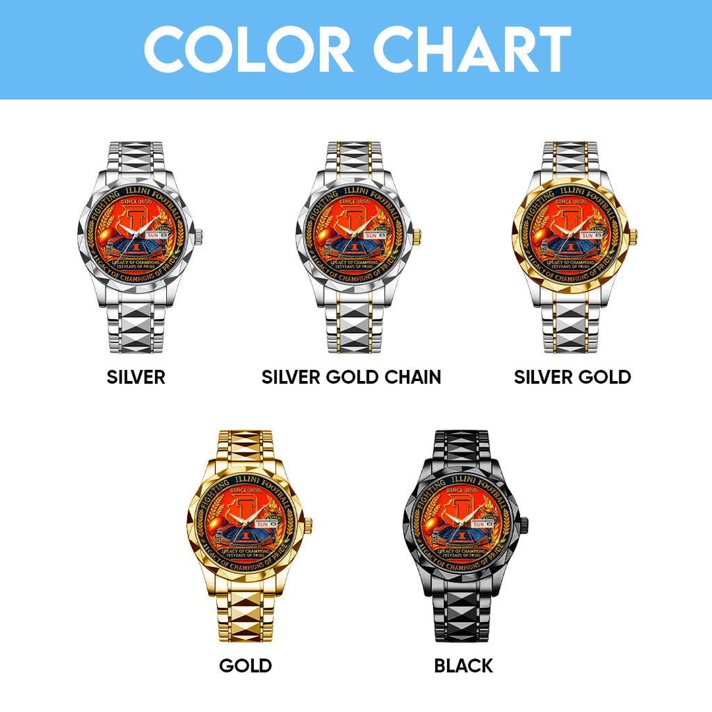 Illinois Fighting Illini Football Alloy Luxury Quartz Watch – TANTN17997