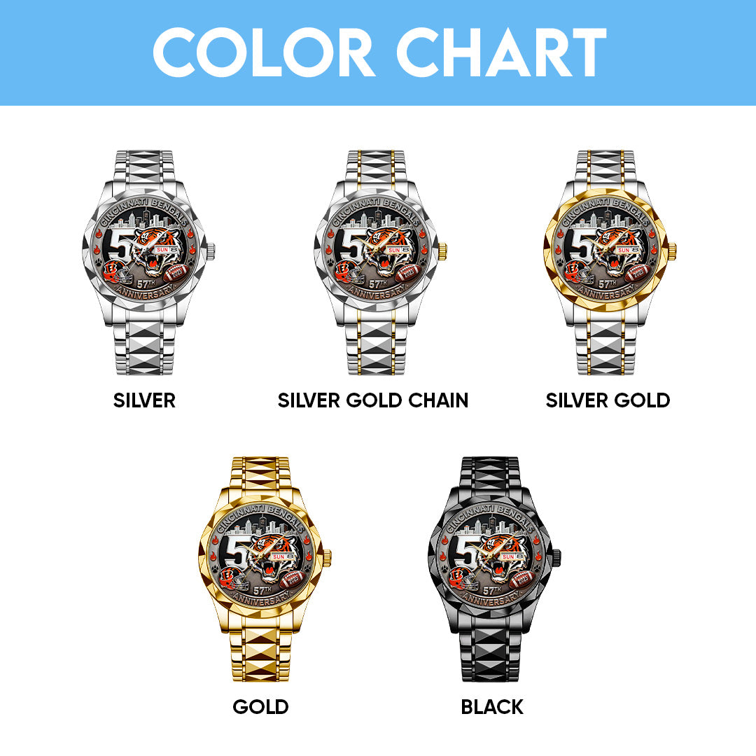 Cincinnati Bengals 57th Anniversary 2025 Alloy Luxury Quartz Watch – TANTN18022
