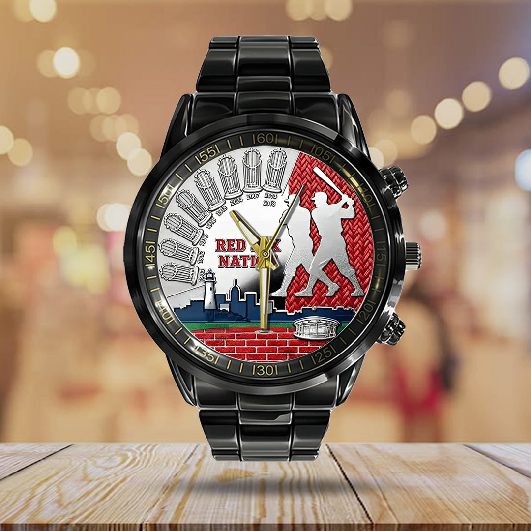 Boston Red Sox 125th Anniversary Black Stainless Steel Watch – TANTN18279