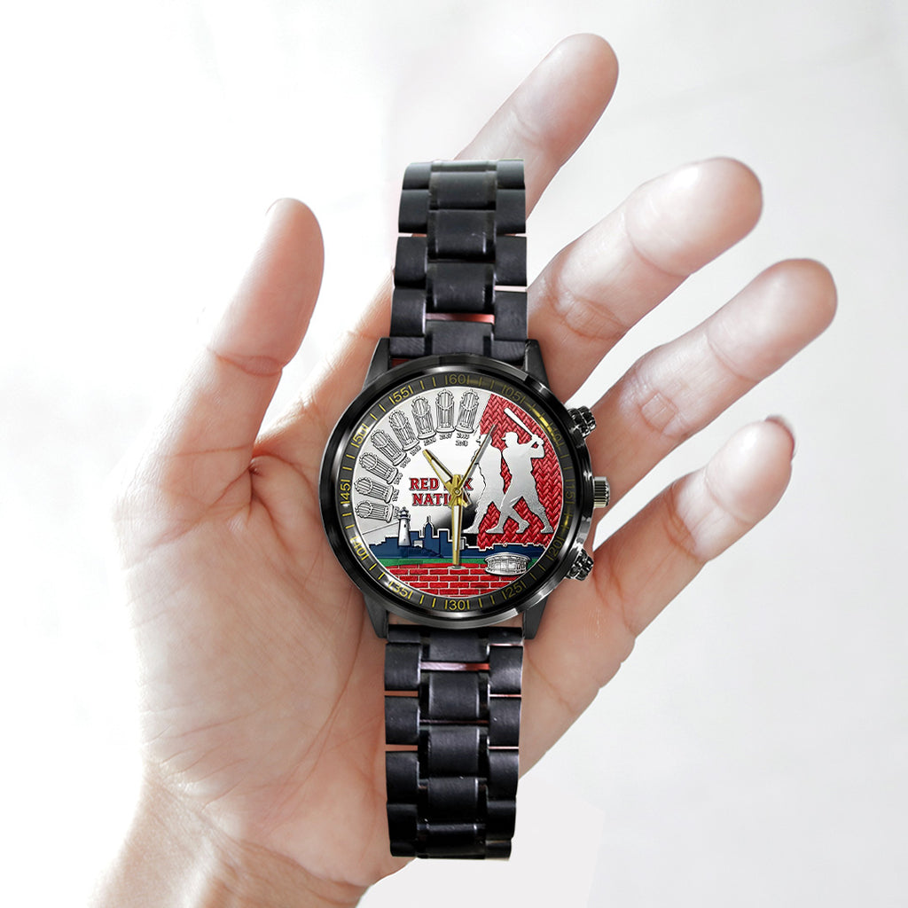 Boston Red Sox 125th Anniversary Black Stainless Steel Watch – TANTN18279