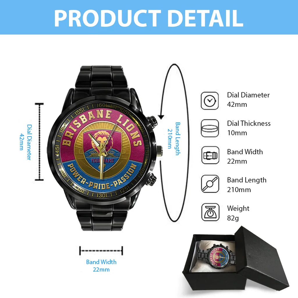Brisbane Lions Black Stainless Steel Watch – TANTN18626