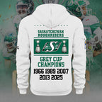 Personalized Saskatchewan Roughriders 2025 Grey Cup Champions 2D Quarter Zip Hoodie – TANTN18911