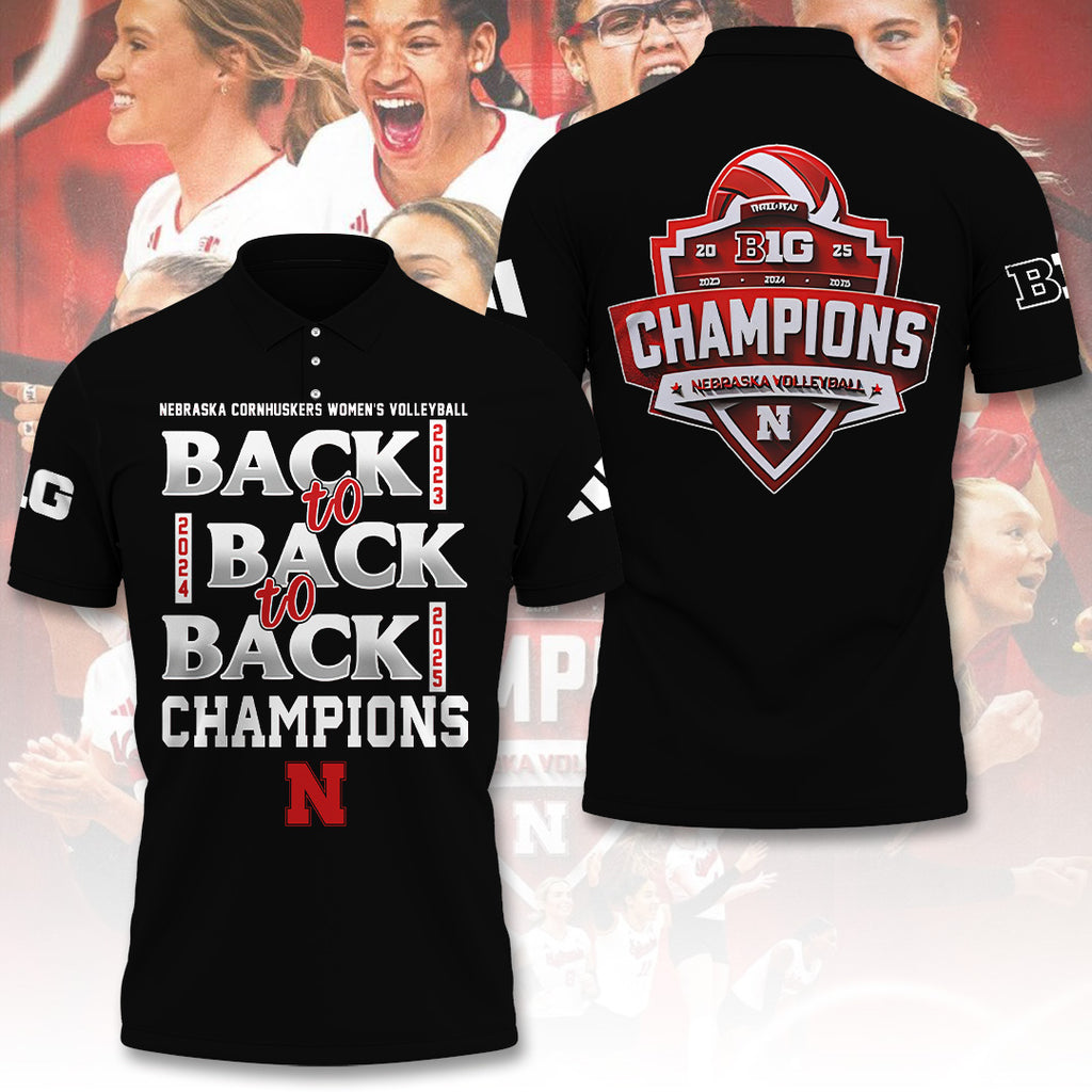 Nebraska Cornhuskers Women's Volleyball 2025 Big Ten Champions 3D Apparel – TANTN18946