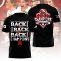 Nebraska Cornhuskers Women's Volleyball 2025 Big Ten Champions 3D Apparel – TANTN18946