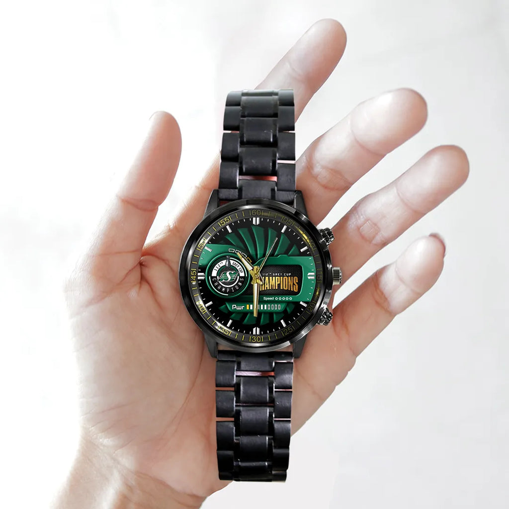 Saskatchewan Roughriders 2025 Grey Cup Champions Black Stainless Steel Watch – TANTN19016