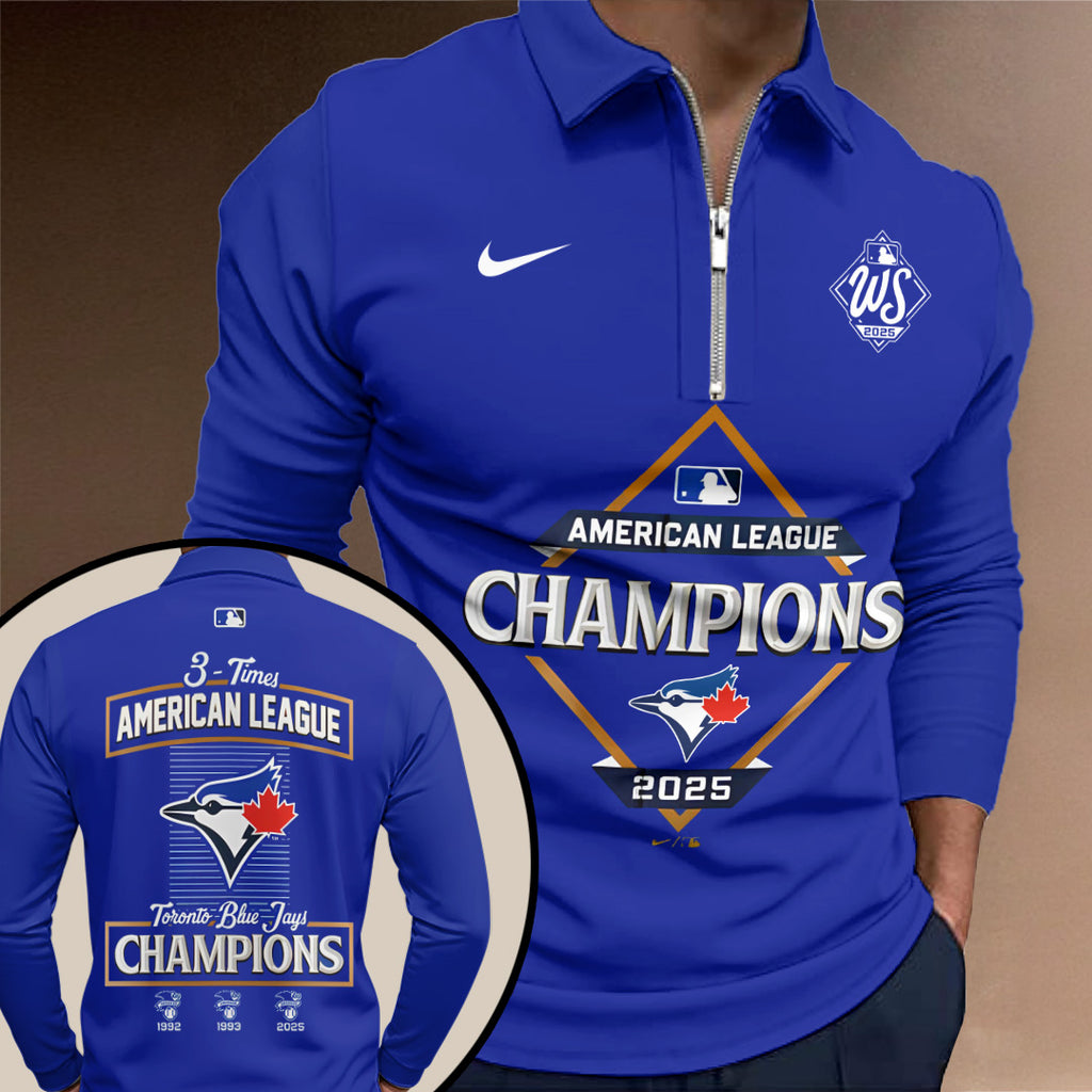 Toronto Blue Jays WinCraft 2025 American League Champions Zip Polo Shirt – TANTN19028