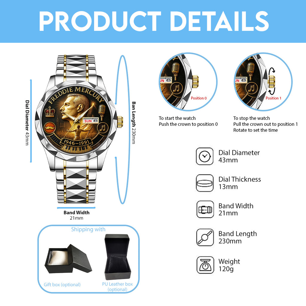 Freddie Mercury Alloy Luxury Quartz Watch – TANTN19409
