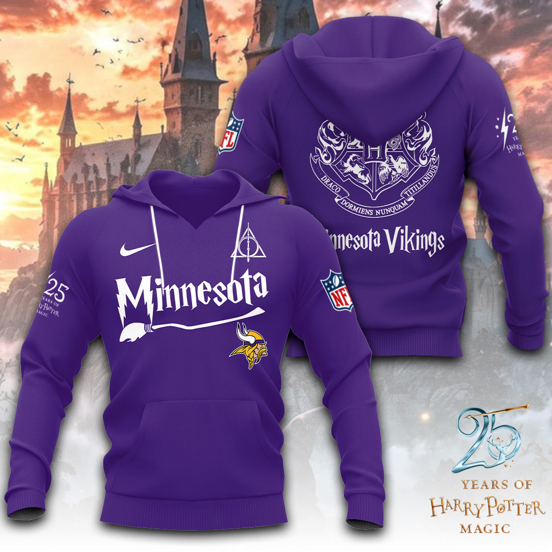 Minnesota Vikings x Harry Potter 25 Years of Magic 3D Apparel – TANTN19537