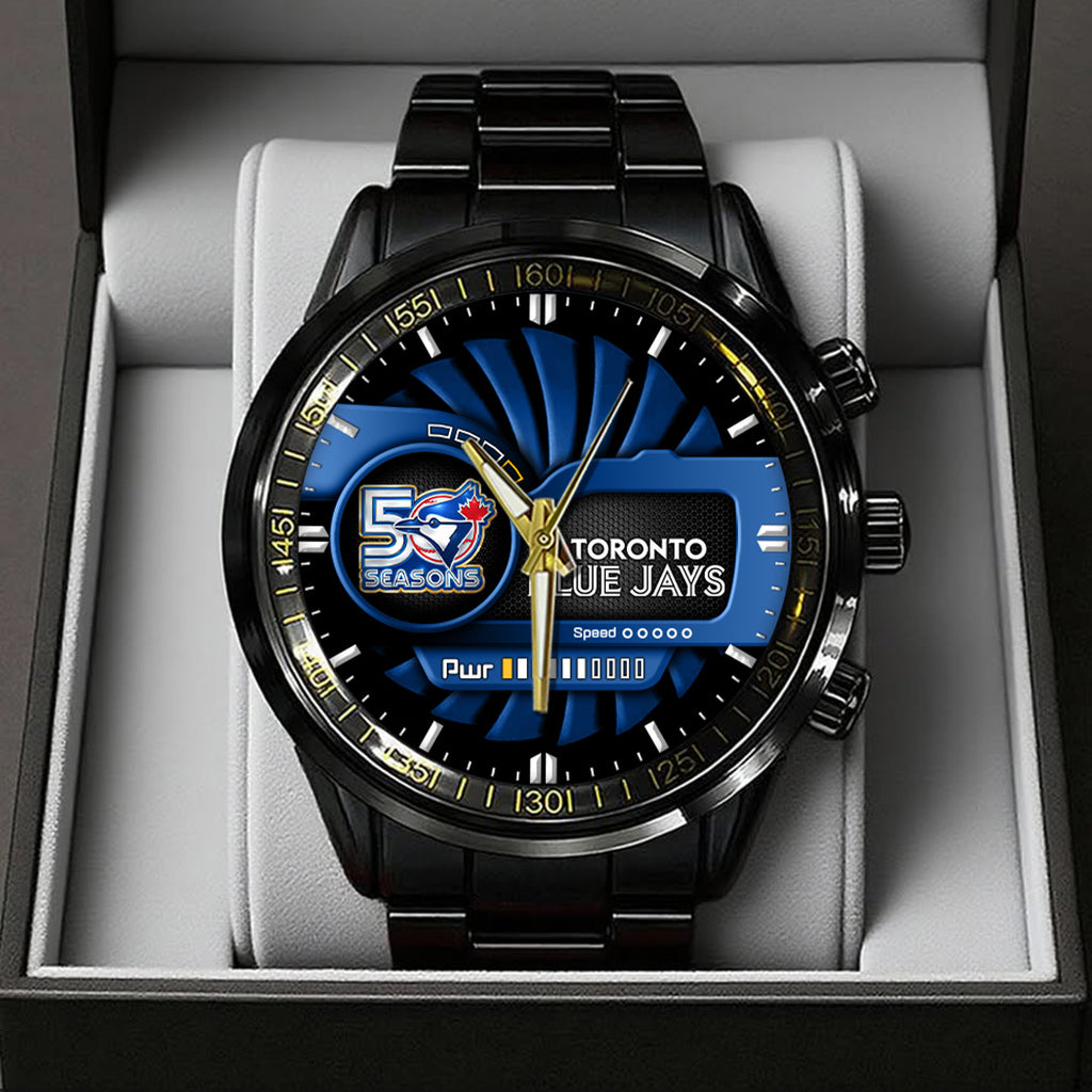 Toronto Blue Jays 50th Anniversary Black Stainless Steel Watch – TANTN20542